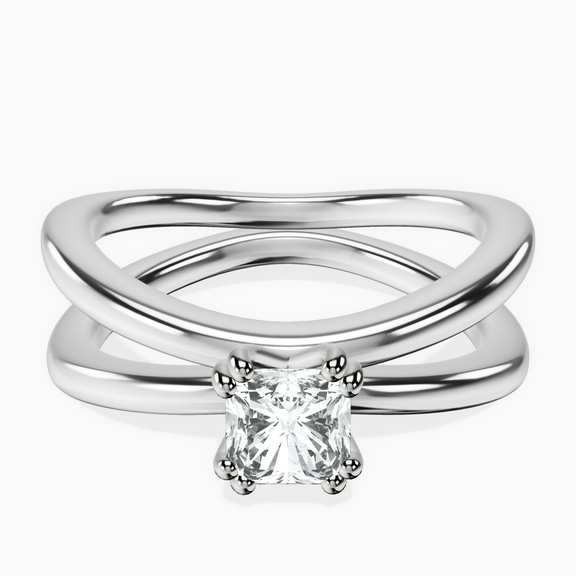 14kt White Gold Stella Criss Cross Solitaire Lab Diamond Ring front image