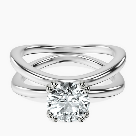 14kt White Gold Stella Criss Cross Solitaire Lab Diamond Ring front image