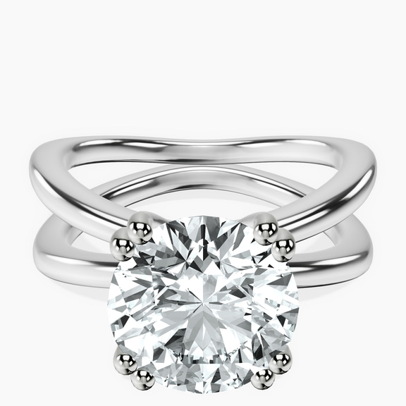 14kt White Gold Stella Criss Cross Solitaire Lab Diamond Ring front image