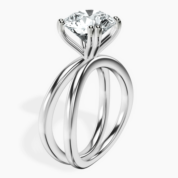 14kt White Gold Stella Criss Cross Solitaire Lab Diamond Ring standing product image one
