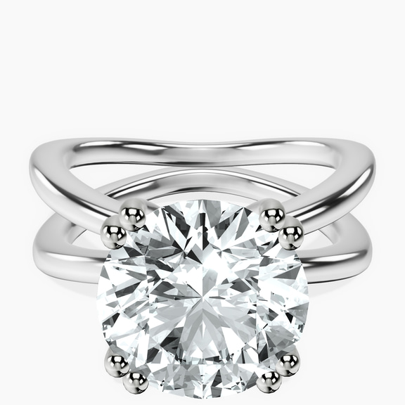 14kt White Gold Stella Criss Cross Solitaire Lab Diamond Ring front image