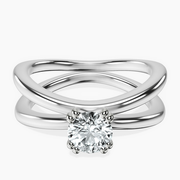 14kt White Gold Stella Criss Cross Solitaire Lab Diamond Ring front image