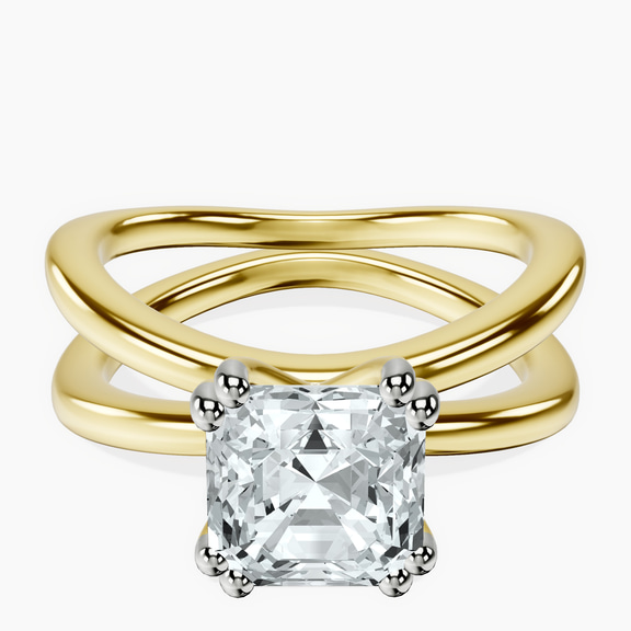 10kt Yellow Gold Stella Criss Cross Solitaire Lab Diamond Ring front image