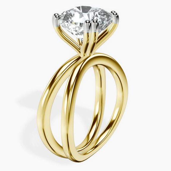 10kt Yellow Gold Stella Criss Cross Solitaire Lab Diamond Ring standing product image one