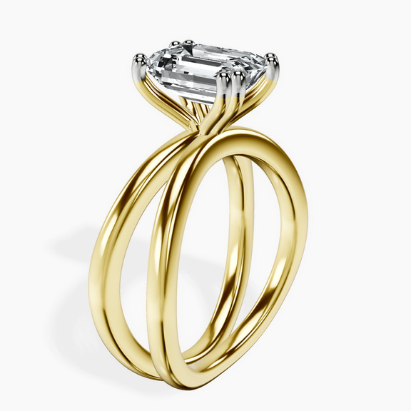 10kt Yellow Gold Stella Criss Cross Solitaire Lab Diamond Ring standing product image one