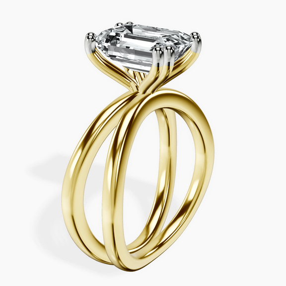 10kt Yellow Gold Stella Criss Cross Solitaire Lab Diamond Ring standing product image one