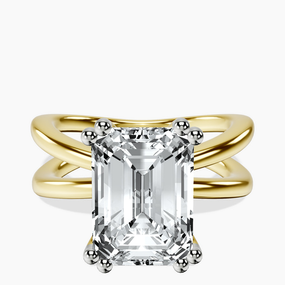 14kt Yellow Gold Stella Criss Cross Solitaire Lab Diamond Ring front image