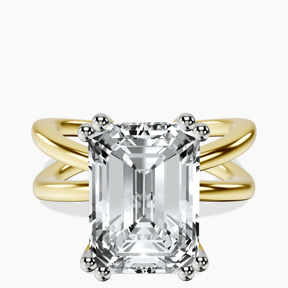 14kt Yellow Gold Stella Criss Cross Solitaire Lab Diamond Ring front image