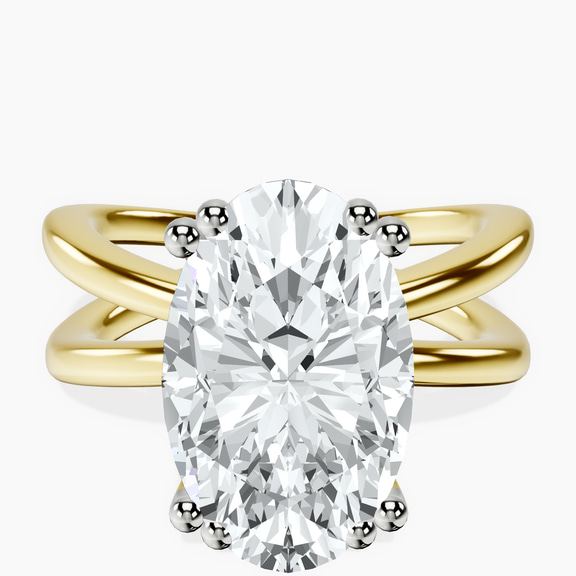 10kt Yellow Gold Stella Criss Cross Solitaire Lab Diamond Ring front image