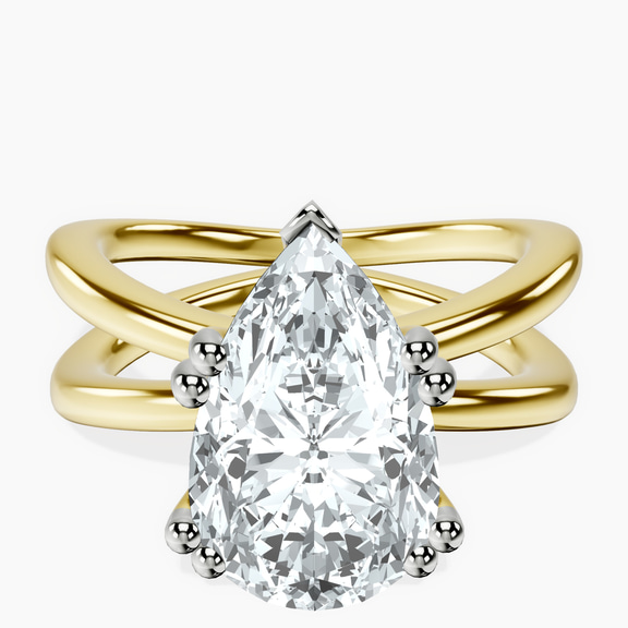 10kt Yellow Gold Stella Criss Cross Solitaire Lab Diamond Ring front image