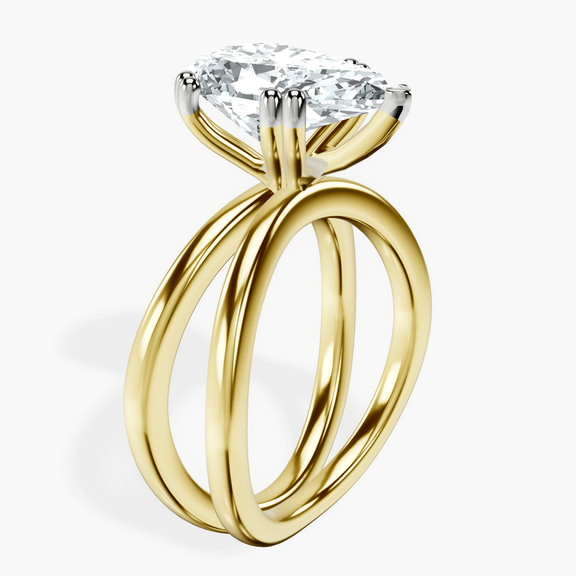 18kt Yellow Gold Stella Criss Cross Solitaire Lab Diamond Ring standing product image one