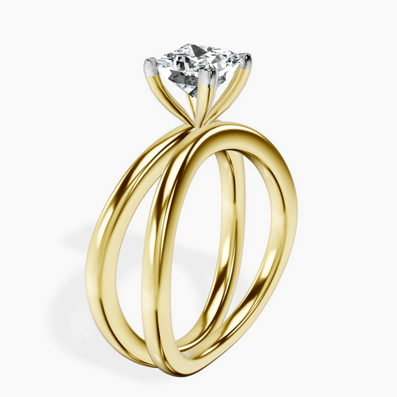10kt Yellow Gold Stella Criss Cross Solitaire Lab Diamond Ring standing product image one