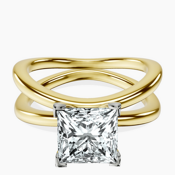 10kt Yellow Gold Stella Criss Cross Solitaire Lab Diamond Ring front image