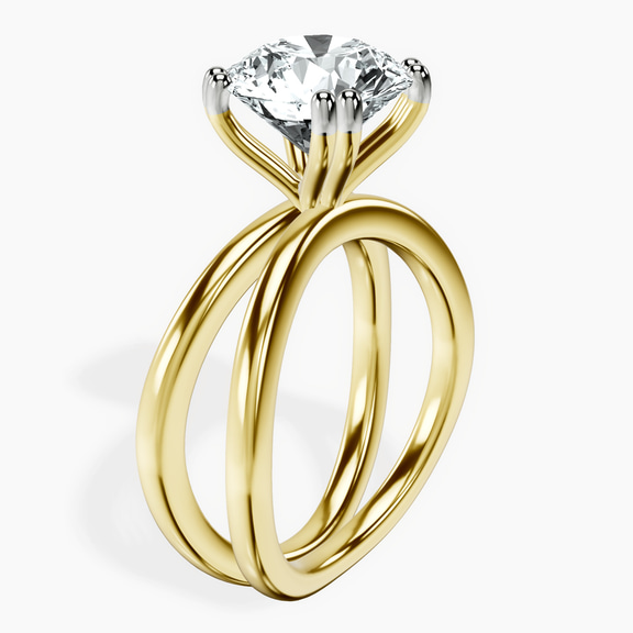 10kt Yellow Gold Stella Criss Cross Solitaire Lab Diamond Ring standing product image one