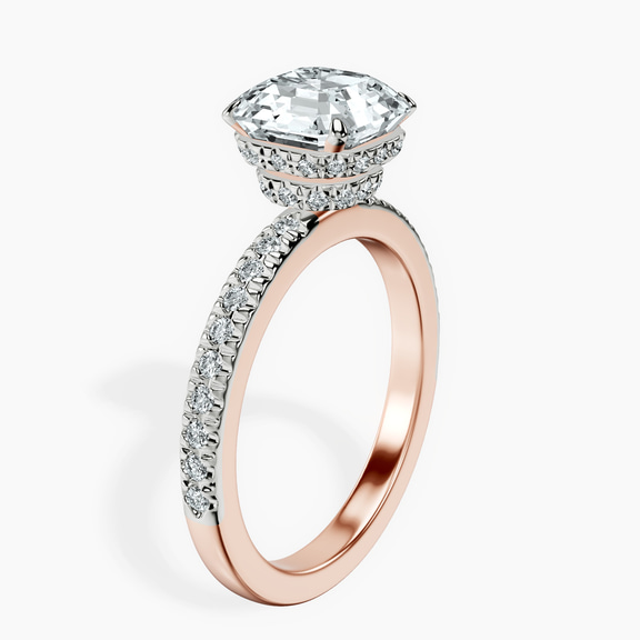 14kt Rose Gold Kourtney Kardashian Secret Double Halo Eternity Lab Diamond Ring standing product image one