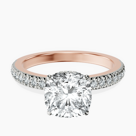14kt Rose Gold Kourtney Kardashian Secret Double Halo Eternity Lab Diamond Ring front image