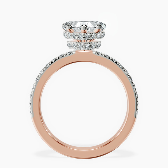 14kt Rose Gold Kourtney Kardashian Secret Double Halo Eternity Lab Diamond Ring side right image one