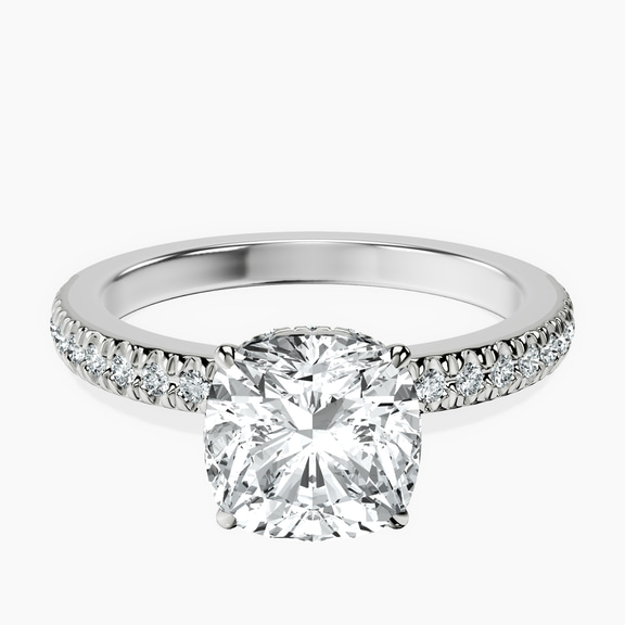 Platinum Kourtney Kardashian Secret Double Halo Eternity Lab Diamond Ring front image