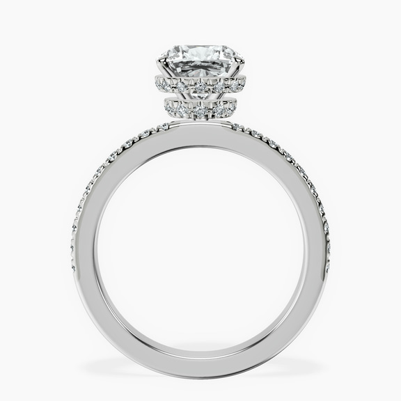 Platinum Kourtney Kardashian Secret Double Halo Eternity Lab Diamond Ring side right image one