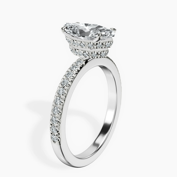 Platinum Kourtney Kardashian Secret Double Halo Eternity Lab Diamond Ring standing product image one