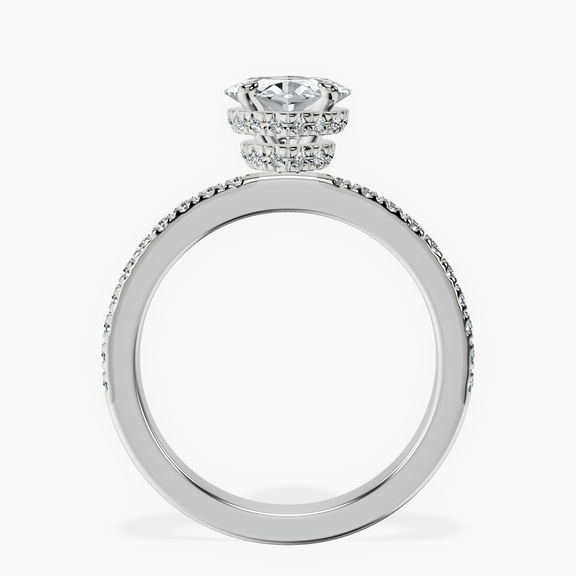 Platinum Kourtney Kardashian Secret Double Halo Eternity Lab Diamond Ring side right image one