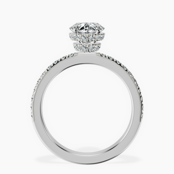 Platinum Kourtney Kardashian Secret Double Halo Eternity Lab Diamond Ring side right image one