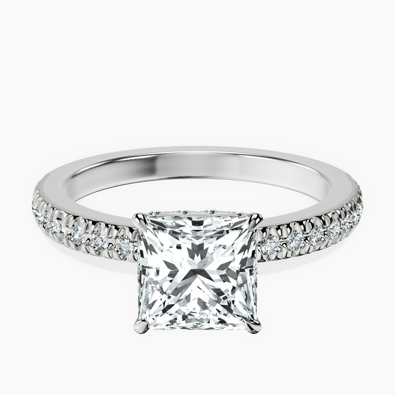 Platinum Kourtney Kardashian Secret Double Halo Eternity Lab Diamond Ring front image