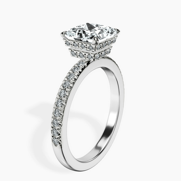 Platinum Kourtney Kardashian Secret Double Halo Eternity Lab Diamond Ring standing product image one