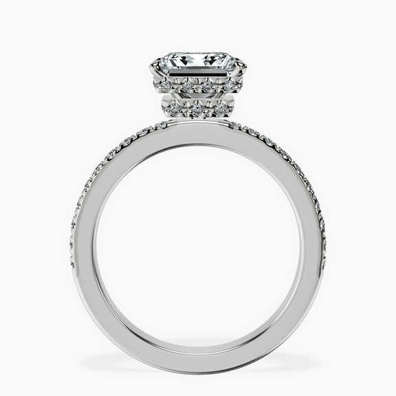Platinum Kourtney Kardashian Secret Double Halo Eternity Lab Diamond Ring side right image one