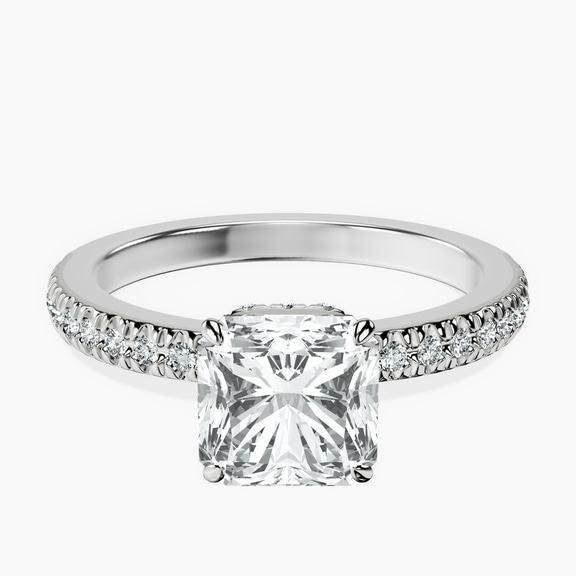 Platinum Kourtney Kardashian Secret Double Halo Eternity Lab Diamond Ring front image