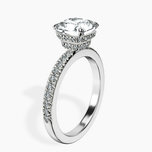 Platinum Kourtney Kardashian Secret Double Halo Eternity Lab Diamond Ring standing product image one