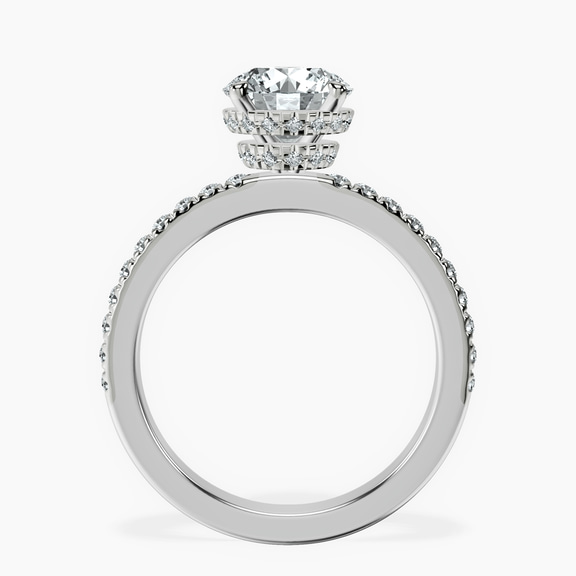 Platinum Kourtney Kardashian Secret Double Halo Eternity Lab Diamond Ring side right image one