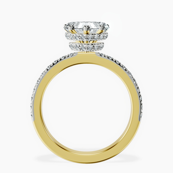 14kt Yellow Gold Kourtney Kardashian Secret Double Halo Eternity Lab Diamond Ring side right image one