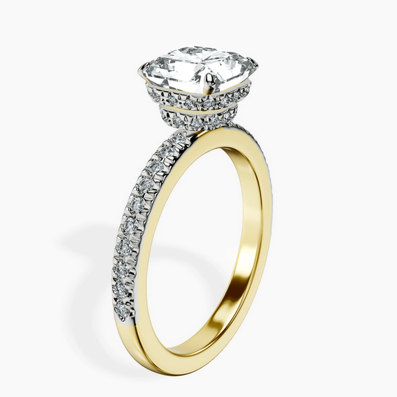 14kt Yellow Gold Kourtney Kardashian Secret Double Halo Eternity Lab Diamond Ring standing product image one