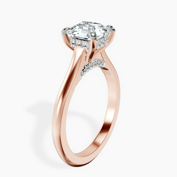 14kt Rose Gold Demi Lovato Hidden Accents Solitaire Lab Diamond Ring standing product image one