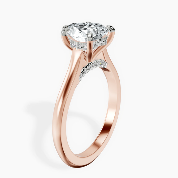 14kt Rose Gold Demi Lovato Hidden Accents Solitaire Lab Diamond Ring standing product image one