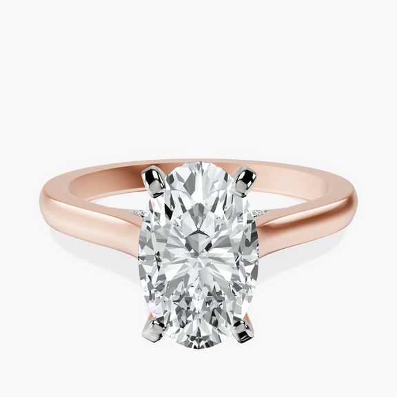14kt Rose Gold Demi Lovato Hidden Accents Solitaire Lab Diamond Ring front image