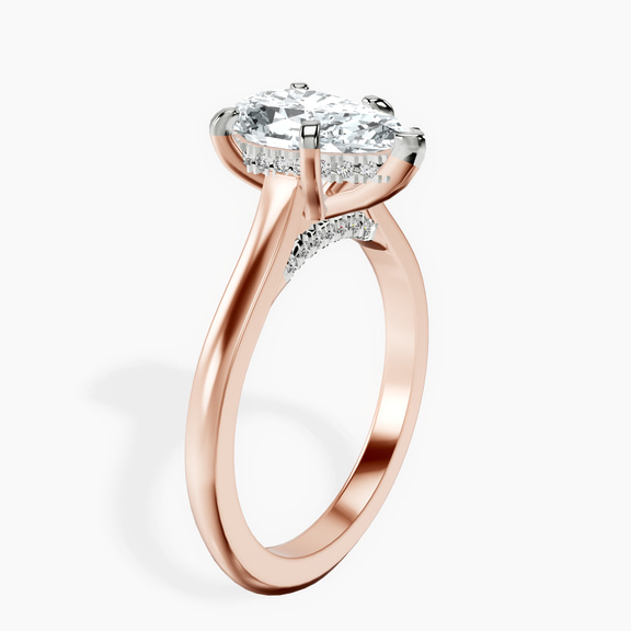 14kt Rose Gold Demi Lovato Hidden Accents Solitaire Lab Diamond Ring standing product image one