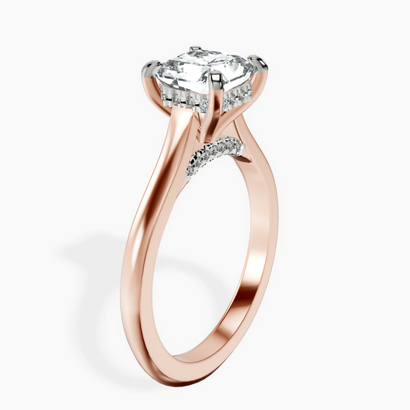 14kt Rose Gold Demi Lovato Hidden Accents Solitaire Lab Diamond Ring standing product image one