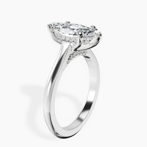14kt White Gold Demi Lovato Hidden Accents Solitaire Lab Diamond Ring standing product image one