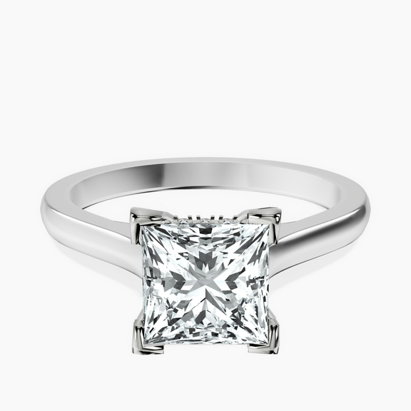 14kt White Gold Demi Lovato Hidden Accents Solitaire Lab Diamond Ring front image