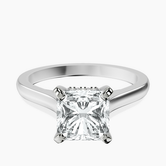 14kt White Gold Demi Lovato Hidden Accents Solitaire Lab Diamond Ring front image