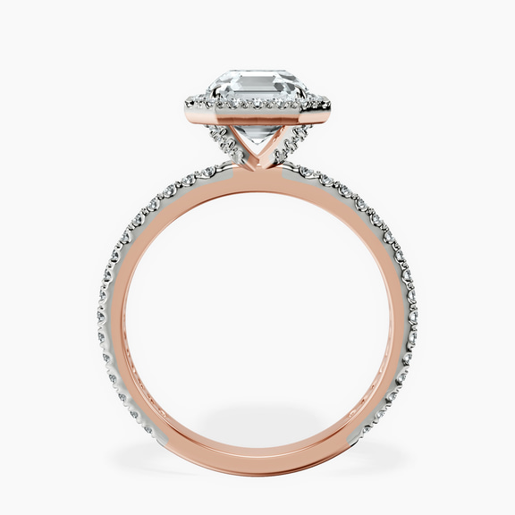 14kt Rose Gold Victoria Beckham Halo Lab Diamond Eternity Ring side right image one