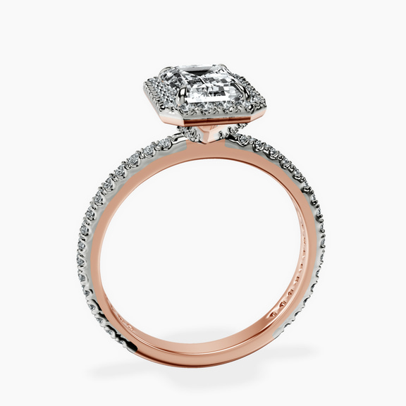 14kt Rose Gold Victoria Beckham Halo Lab Diamond Eternity Ring side right image one