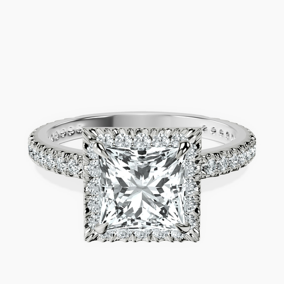 Platinum Victoria Beckham Halo Lab Diamond Eternity Ring front image