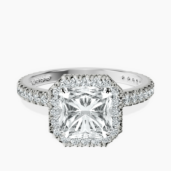 Platinum Victoria Beckham Halo Lab Diamond Eternity Ring front image