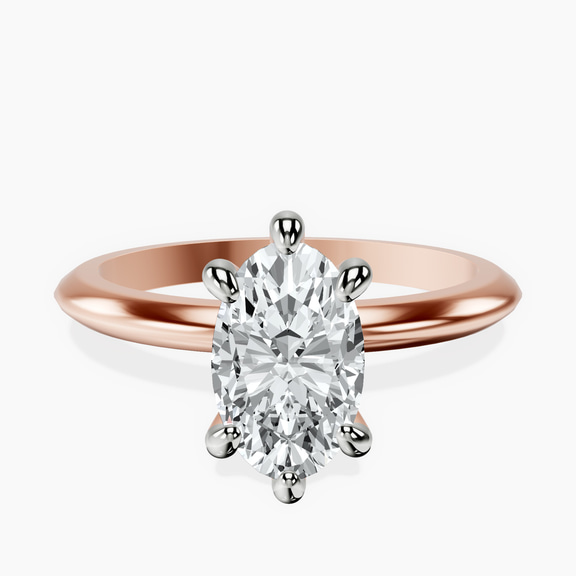 18kt Rose Gold Alora Six Prong Solitaire Lab Diamond Ring front image