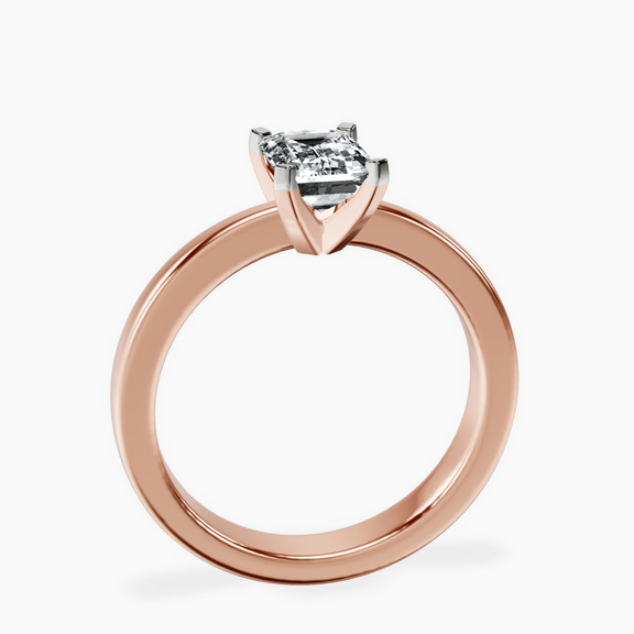 18kt Rose Gold Jannel Tapering Solitaire Lab Diamond Ring side right image one