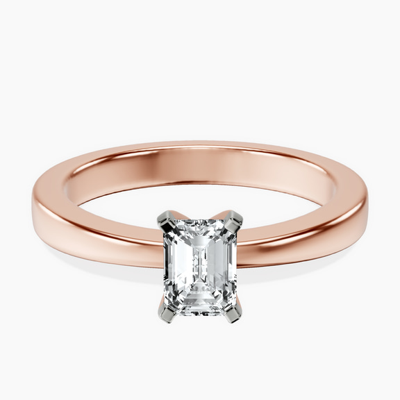 14kt Rose Gold Jannel Tapering Solitaire Lab Diamond Ring front image