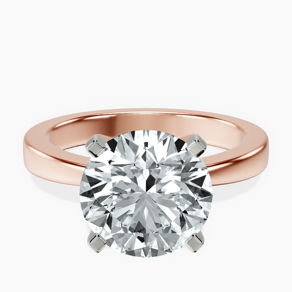 14kt Rose Gold Jannel Tapering Solitaire Lab Diamond Ring front image